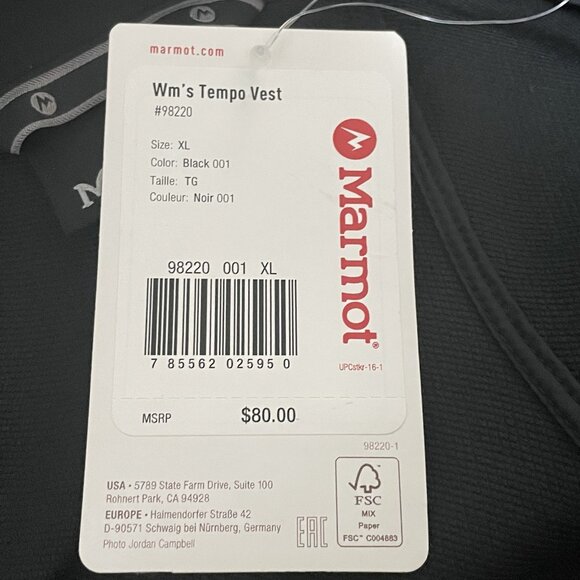 Marmot Womens Tempo Vest Full Zip Black Sz XL Jersey Mike's Embroidered Logo NWT - Picture 11 of 11